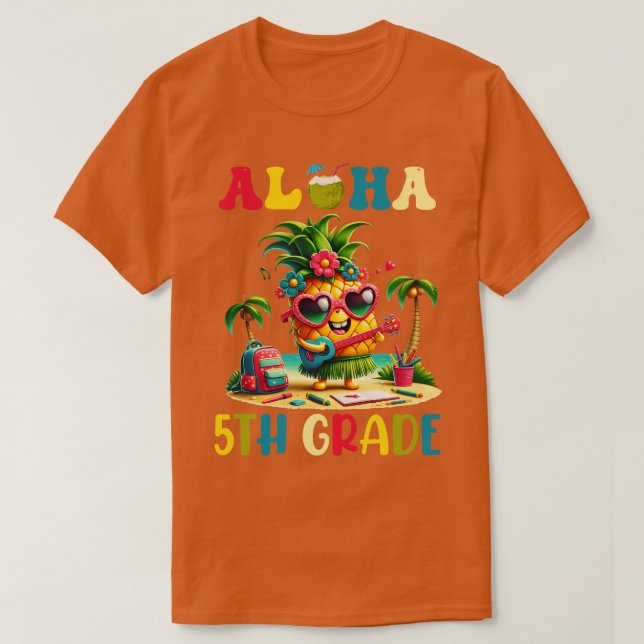 Camiseta Aloha 5º grado Pineapple Hawaii de vuelta a la esc (Diseño del anverso)
