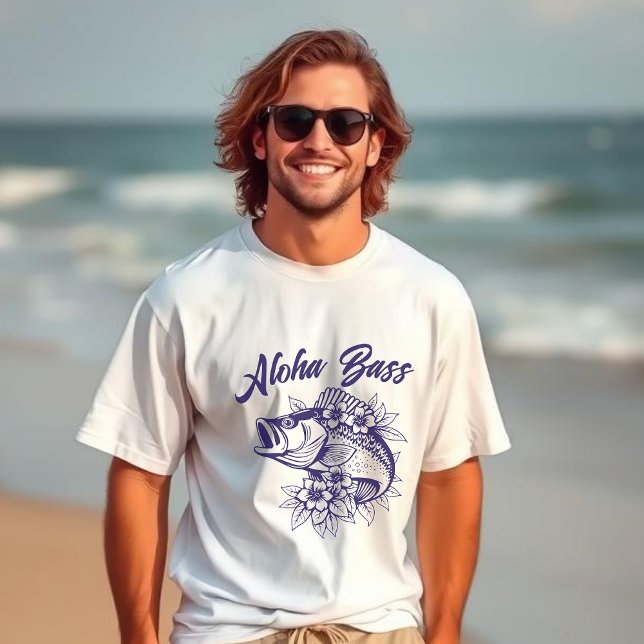 Camiseta Aloha Bass Hawaii Fisherman Style (Aloha Bass Hawaiian Fisherman core style trend tropical islander mens t shirt)