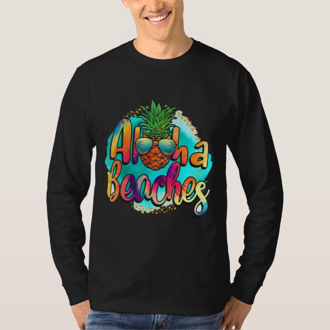 Camiseta Aloha Beach Pineapple Summer Tie Dye Hippie (Anverso)