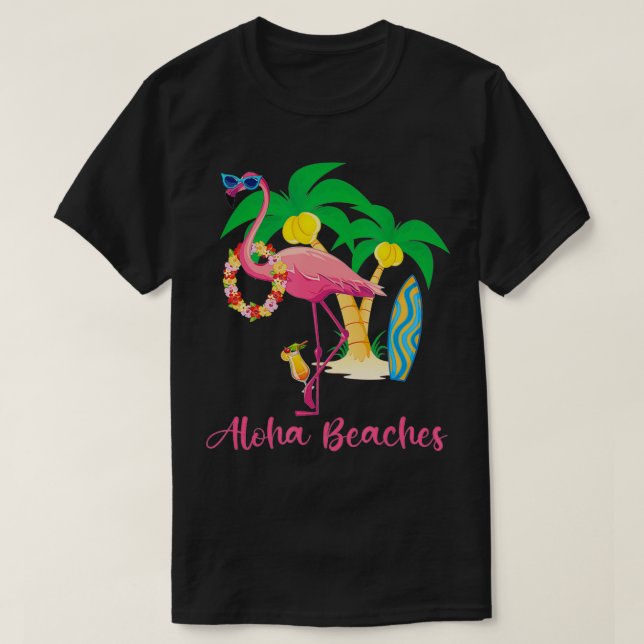 Camiseta Aloha Bebe Hawai Flores Florales Floral Flamingo C (Diseño del anverso)