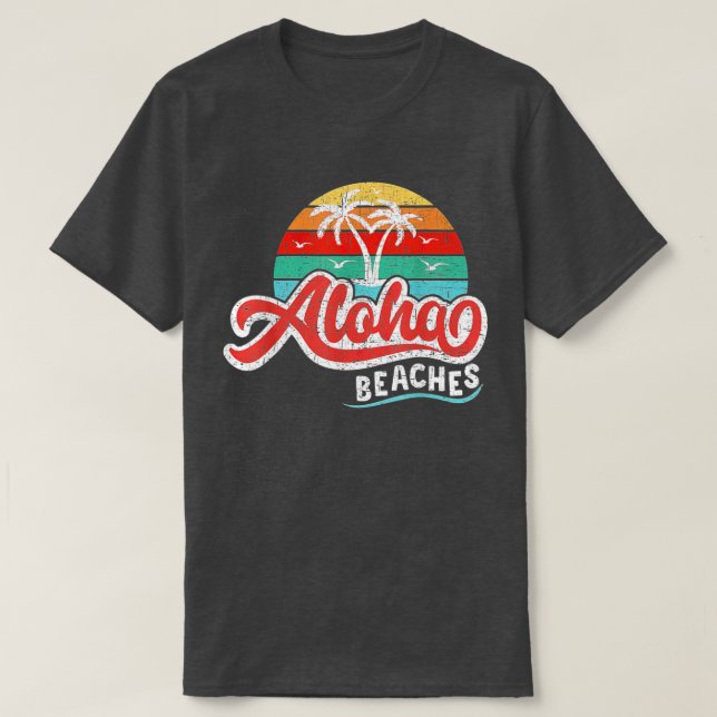 Camiseta Aloha Bebida Funny Tropical Beach Retro Palm Tree (Diseño del anverso)