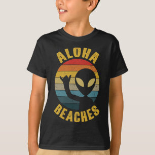 Camiseta Aloha Bebida Graciosa Retro Hawaii Shaka Alien Haw