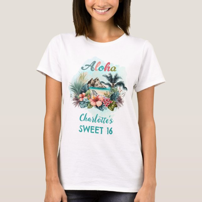 Camiseta Aloha Boho Tropical Island Beach Summer Sweet 16 (Anverso)