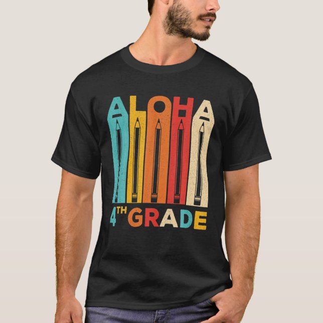 Camiseta Aloha Cuarto Grado - Primer Día De La Escuela Hawa (Anverso)