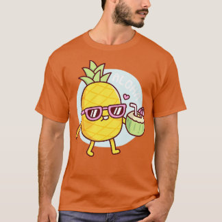 Camiseta Aloha Cute Pineapple Con Gafas De Sol Y Coco W