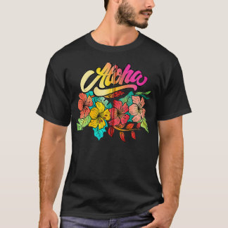 Camiseta Aloha de Hawaii Cute Hibiscus Flowers Aloha Zip