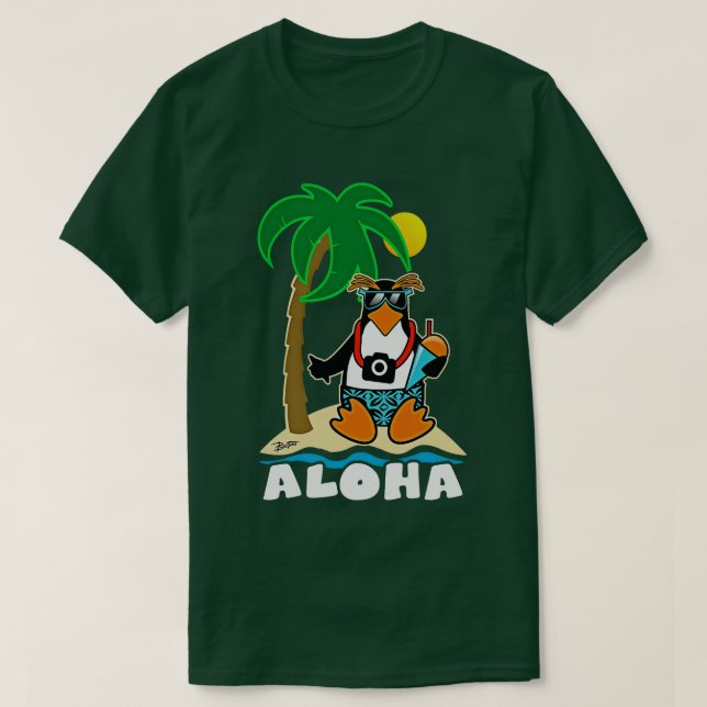 Camiseta Aloha Desde El Pingüino Hawaiano (Diseño del anverso)