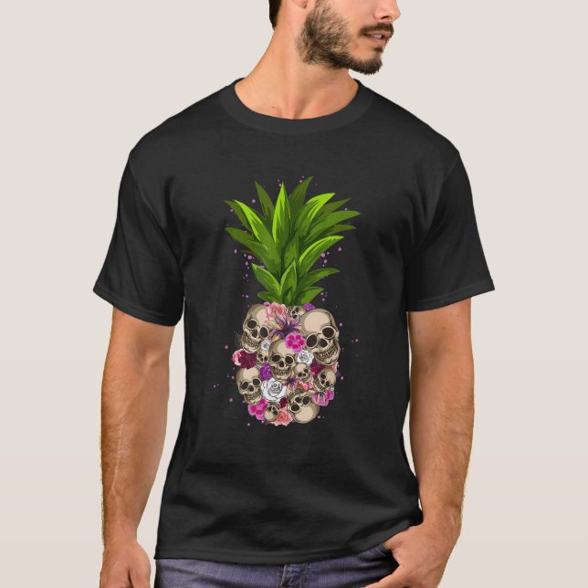 Camiseta Aloha es divertida en el cráneo de las piñas y haw (Anverso)