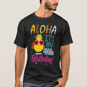 Camiseta Aloha es mi cuarto cumpleaños hawaiano de 4 años T