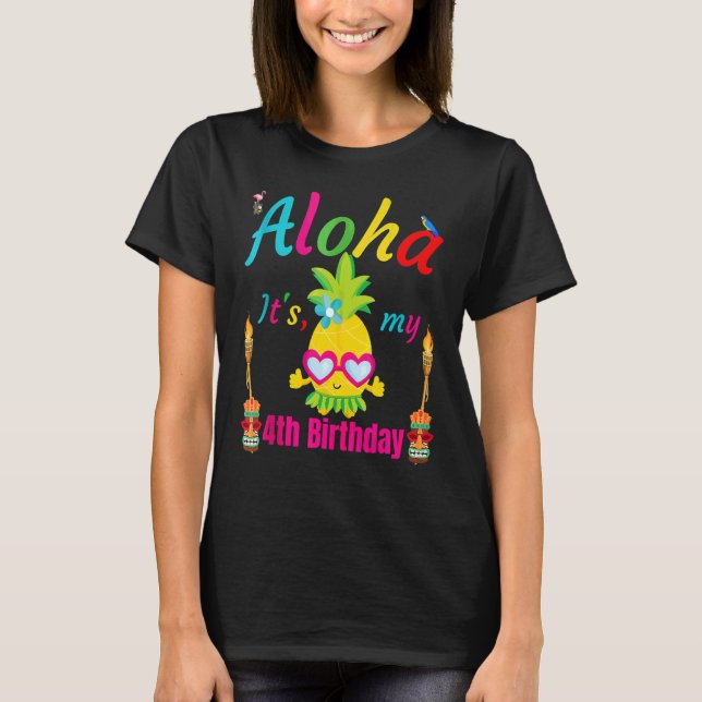 Camiseta Aloha es mi cuarto cumpleaños Hawaii, Chica Lua de (Anverso)
