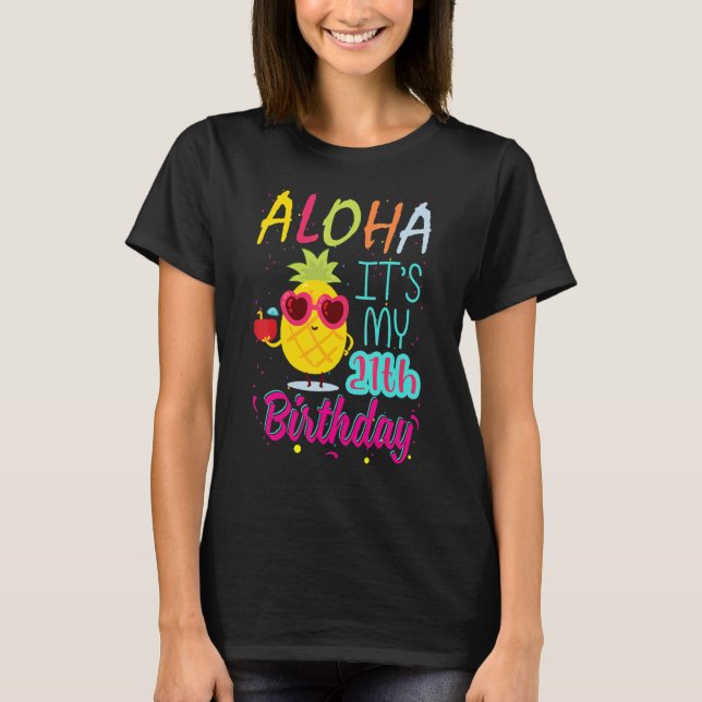 Camiseta Aloha es mi cumpleaños número 21, hawaiano, niño d (Anverso)