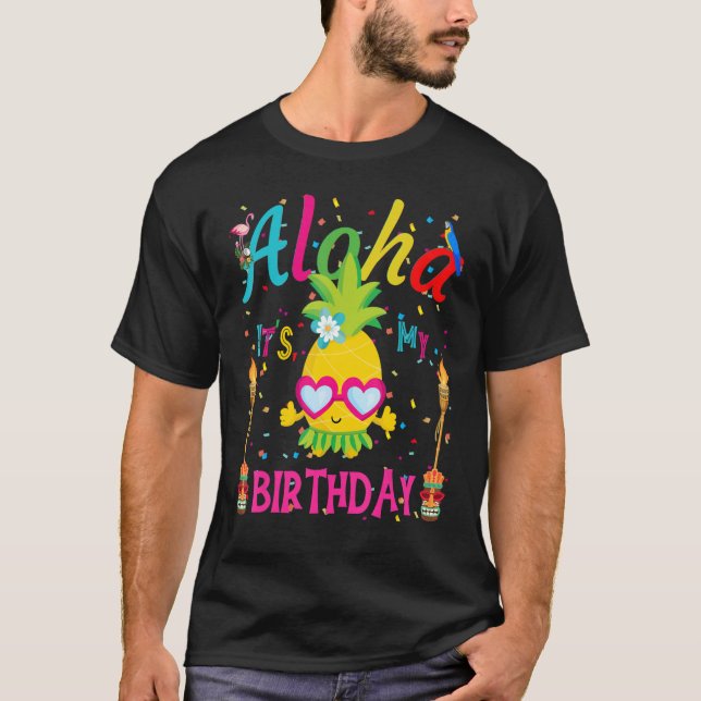 Camiseta Aloha, es mi cumpleaños, una Chica hawaiana (Anverso)