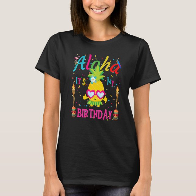 Camiseta Aloha, es mi cumpleaños, una Chica hawaiana (Anverso)