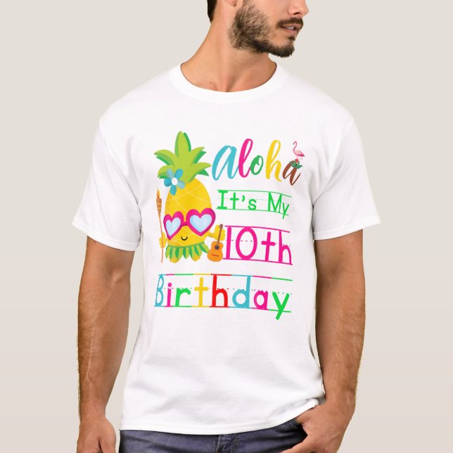 Camiseta Aloha es mi décimo cumpleaños, dos Chicas de Hawai (Anverso)