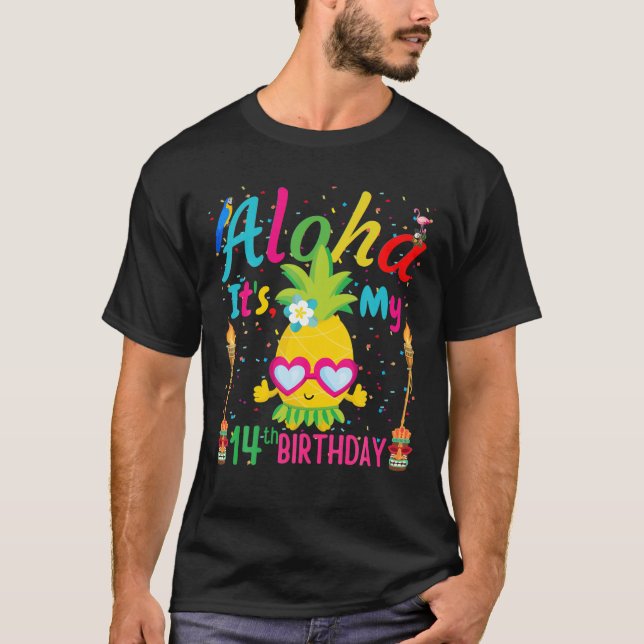 Camiseta Aloha es mi floral tropical hawaiana de 14 años (Anverso)