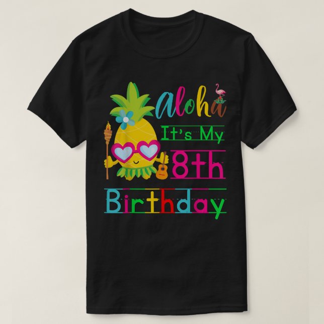 Camiseta Aloha es mi octavo cumpleaños, Lua, segundo Chicas (Diseño del anverso)