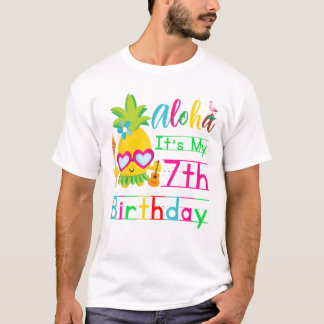 Camiseta Aloha es mi sétimo cumpleaños, Lua, segundo Chicas