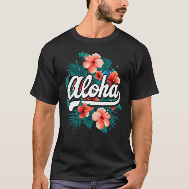 Camiseta Aloha Flowers Hawaiian  Hawaii Beach Luau Party (Anverso)