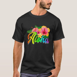 Camiseta Aloha Flowers Hawaiian Summer Funny Hawaii Beach M
