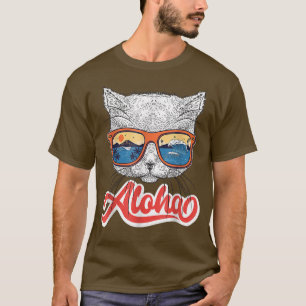 Camiseta Aloha Gafas De Sol Gafas De Gato Hawaianas Gracios