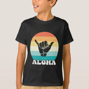 Camiseta Aloha Hawái Isla Hawaiana Señal de Mano Shaka Retr