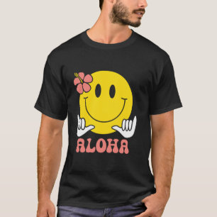 Camiseta Aloha Hawaiano Cara Sonriente Shaka Hibisco Niños
