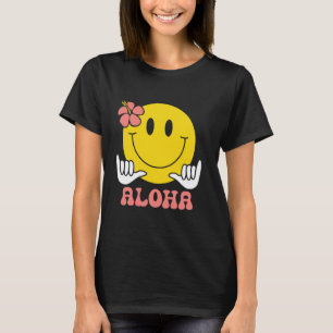 Camiseta Aloha Hawaiano Cara Sonriente Shaka Hibiscus Niños