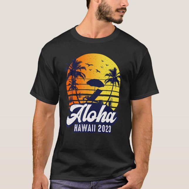 Camiseta Aloha Hawaii 2023 Hawaiian Sunset Beach Retro (Anverso)