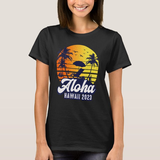 Camiseta Aloha Hawaii 2023 Hawaiian Sunset Beach Retro (Anverso)