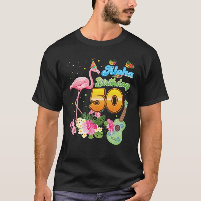 Camiseta Aloha Hawaii 50 Aniversario Flamingo De 50 Años H (Anverso)