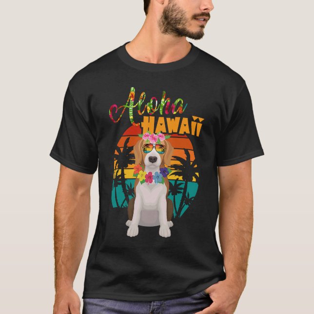 Camiseta Aloha Hawaii Beagles Perro con lentes de sol Summe (Anverso)