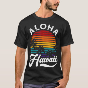 Camiseta Aloha Hawaii design Retro Vintage Sunset 