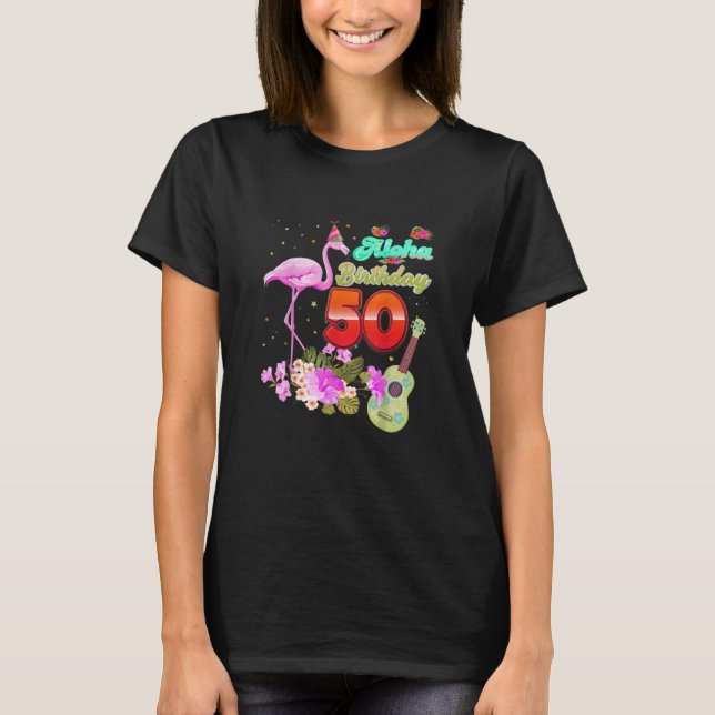 Camiseta Aloha Hawaii Flamingo de 50 años  (Anverso)