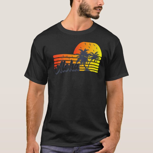 Camiseta Aloha Hawaii Hawaii Isla Hawaii Palm Trees Beach V (Anverso)