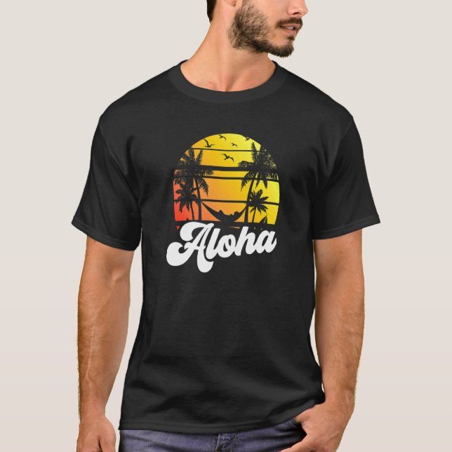 Camiseta Aloha Hawaii Hawaii Isla Hawaii Palm Trees Beach V (Anverso)