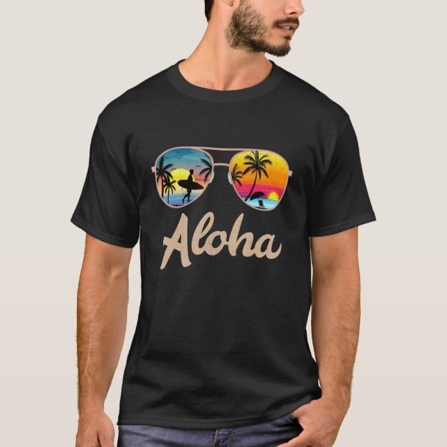 Camiseta Aloha Hawaii Hawaii Isla Palm Tree Beach Surff (Anverso)