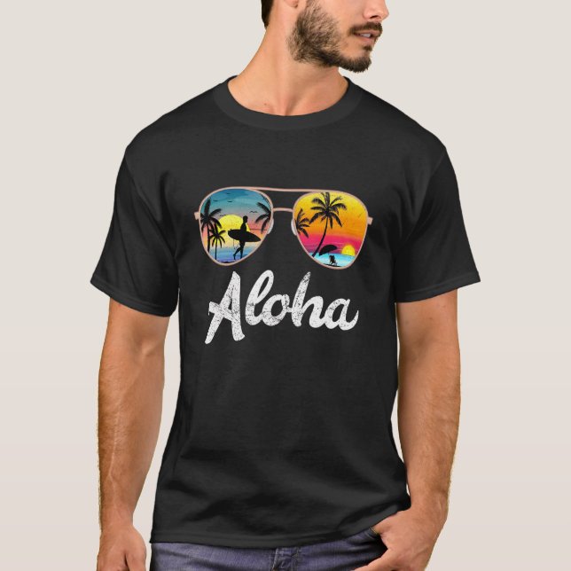 Camiseta Aloha Hawaii Hawaii Isla Palm Tree Beach Surff (Anverso)