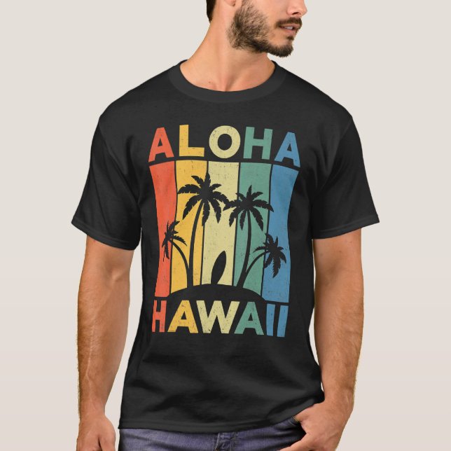 Camiseta Aloha Hawaii Hawaii Isla Palm Tree Beach Surff (Anverso)
