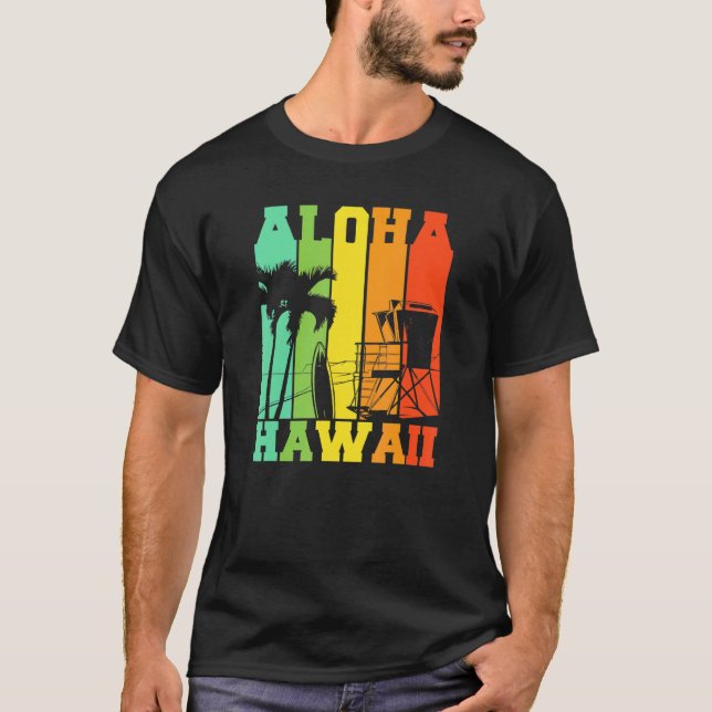 Camiseta Aloha Hawaii Hawaii Palm Beach Vintage Surf (Anverso)