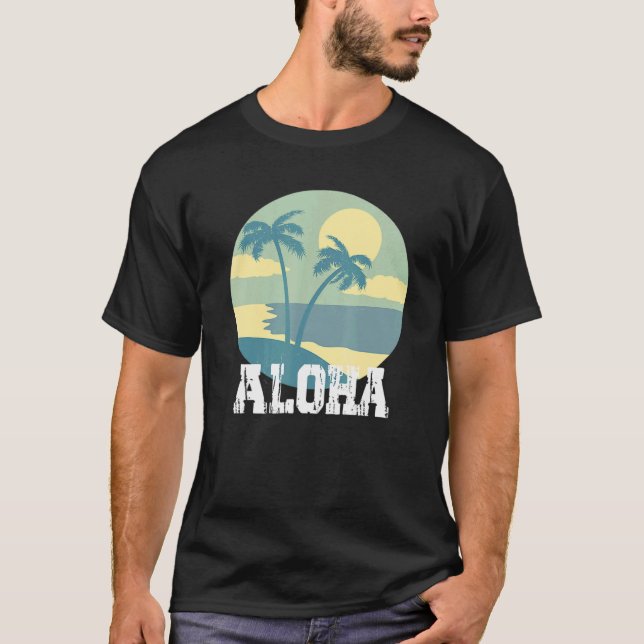 Camiseta Aloha Hawaii Hawaii Surf De Palm Tree Para Hombres (Anverso)