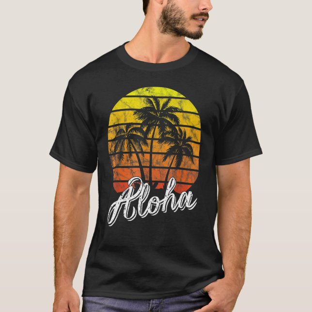 Camiseta Aloha Hawaii Hawaiian Beach Summer Vacation Sunset (Anverso)