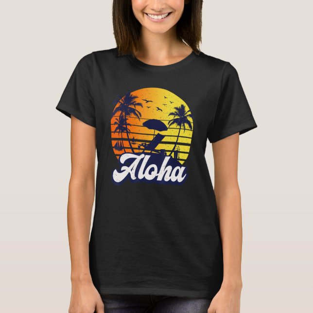 Camiseta Aloha Hawaii Hawaiian Sunset Beach Retro (Anverso)