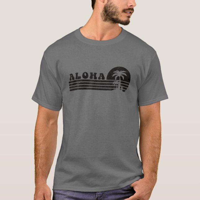 Camiseta Aloha Hawaii HI Surfboar de árbol de palmas de Haw (Anverso)