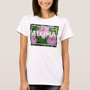 Camiseta Aloha Hawaii Hibisco Rosa Floral Tropical 