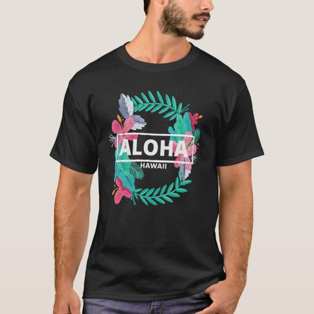 Camiseta Aloha Hawaii  Hibiscus Flowers  Aesthetic Design   (Anverso)