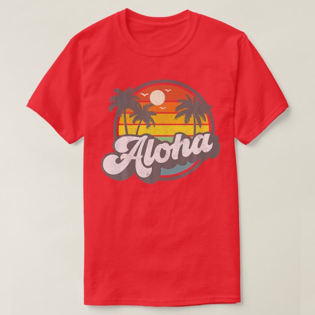 Camiseta Aloha Hawaii Isla Hawái Vacaciones Palmeras B (Diseño del anverso)