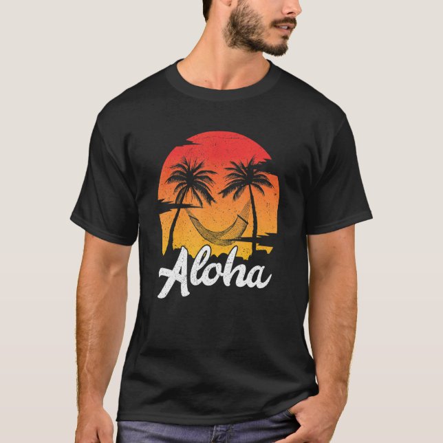 Camiseta Aloha Hawaii Isla Hawaii Palm Beach Sunset Ret (Anverso)