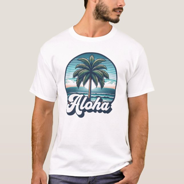 Camiseta Aloha Hawaii Isla Hawaii Palm Tree Beach Vacay (Anverso)