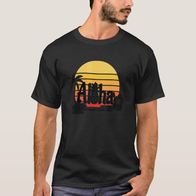 Camiseta Aloha Hawaii Isla Hawaii Playa de Palm Trees Vaca (Anverso)
