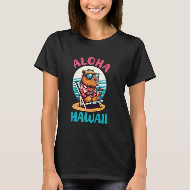 Camiseta Aloha Hawaii Isla Hawaii Playa Shirbara Capybara (Anverso)